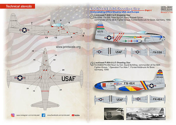 Lockheed F80 Shooting Star 'Commanding officer Mounte:: USA and Europe Part 1 PRS72-447
