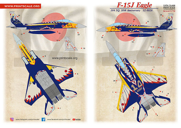 Mitsubishi F15J Eagle (32-8826 , 204 Sq. 10th Anniversary, JASDF) PRS72-468