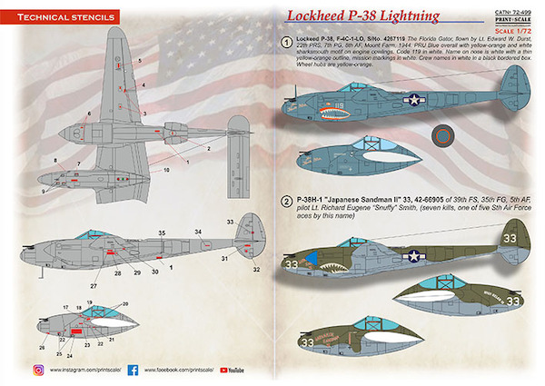 Lockheed P38 Lightning "Shark Mouth" PRS72-499