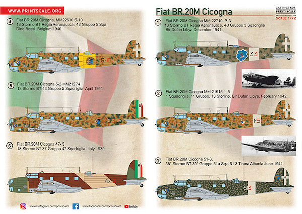 Fiat BR20M Cicogna (Including 1940 Belgian based BR20) PRS72-506