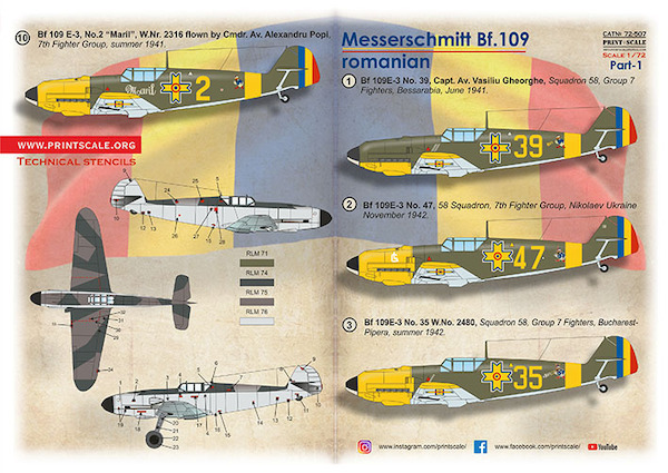 Messerschmitt Bf109E/G Romanian Part 1  PRS72-507