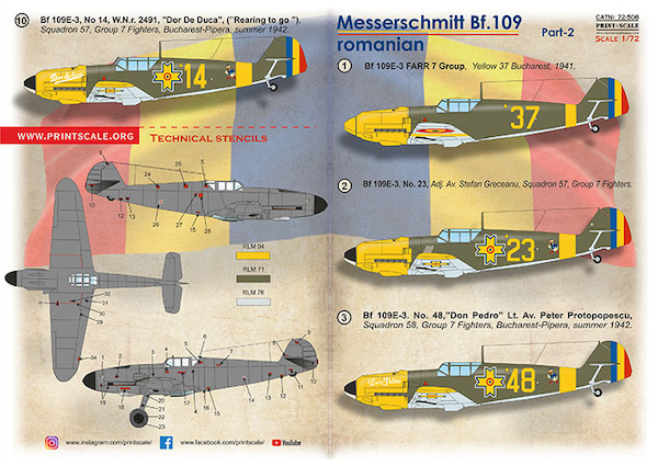 Messerschmitt Bf109E-3/E-7 Romanian Part 2 PRS72-508