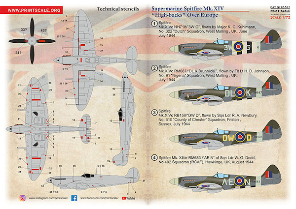 Supermarine Spitfire XIV "High Backs" Over Europe (incl 322sq(Dutch)  PRS72-517