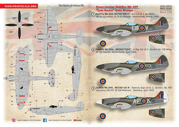 Supermarine Spitfire XIV "Low Backs" Over Europe PRS72-516