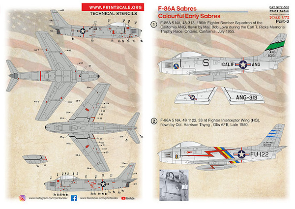 F86A Sabre, Colourful Early Sabres Part 2 PRS72-531