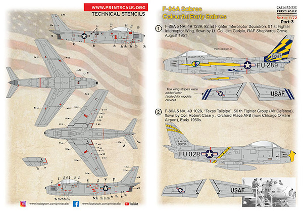 F86A Sabre, Colourful Early Sabres Part 3 PRS72-532