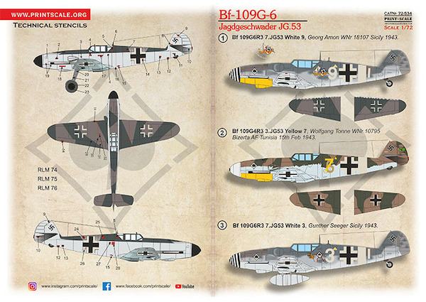 Messerschmitt Bf109G-6 Jagdgeschwader JG53 PRS72-534
