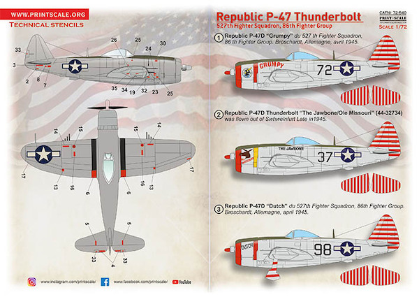 P-47 Thunderbolt, 527th Fighter Squadron, 86th Fighter Group  PRS72-540