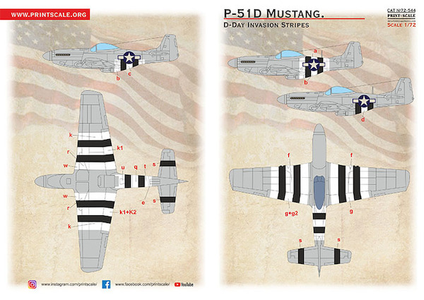 P-51D Mustang. D-Day Invasion Stripes  PRS72-544