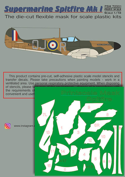Supermarine Spitfire Mk.1 mask + decal PSM72001