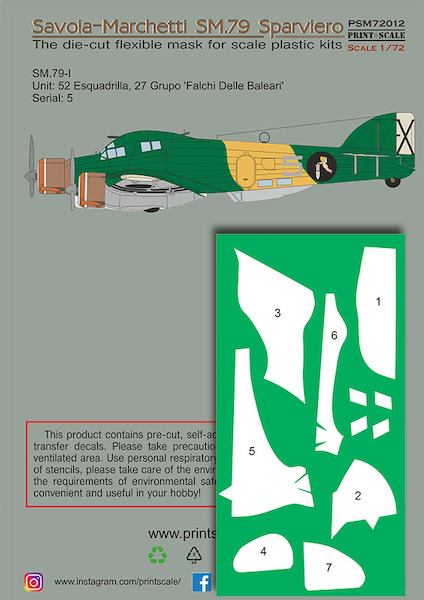 Savoia-Marchetti SM.79 mask + decal PSM720012
