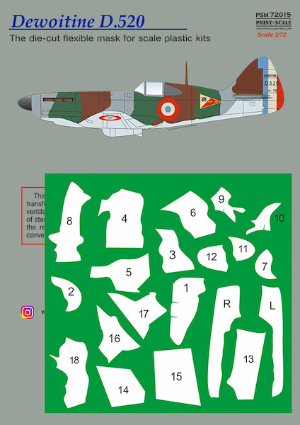 Dewoitine D.520 mask +decal PSM720015