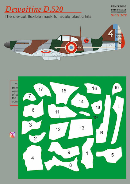 Dewoitine D.520 mask +decal PSM720016