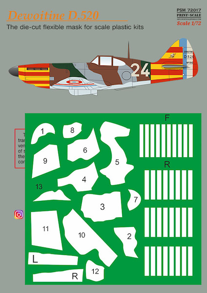 Dewoitine D.520 mask +decal PSM720017