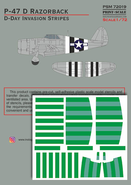 P-47 D Razorback. D-Day Invasion Stripes mask  PSM720019