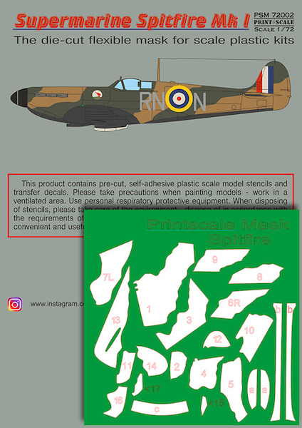 Supermarine Spitfire Mk.1 mask + decal PSM72002