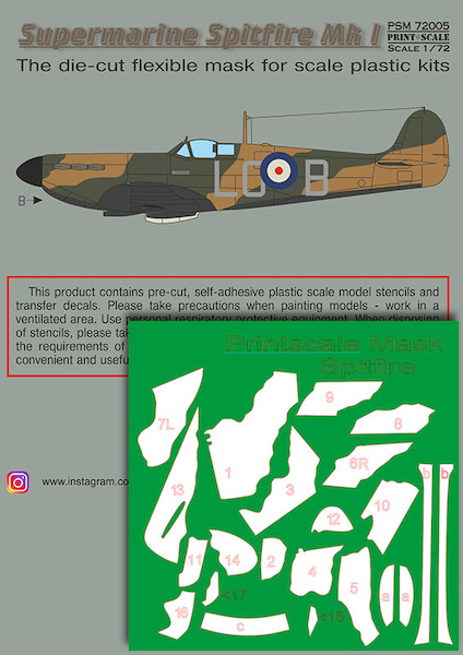 Supermarine Spitfire Mk.1 mask + decal PSM72005