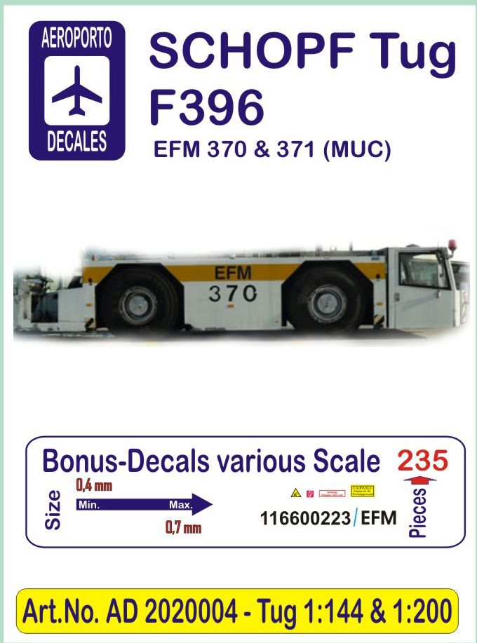 Schopf F396 Aircraft Tug (Munchen Airport 'EFM370, EFM371')