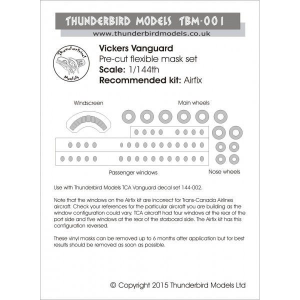 Vickers Vanguard paint masks (Airfix) TBM-001