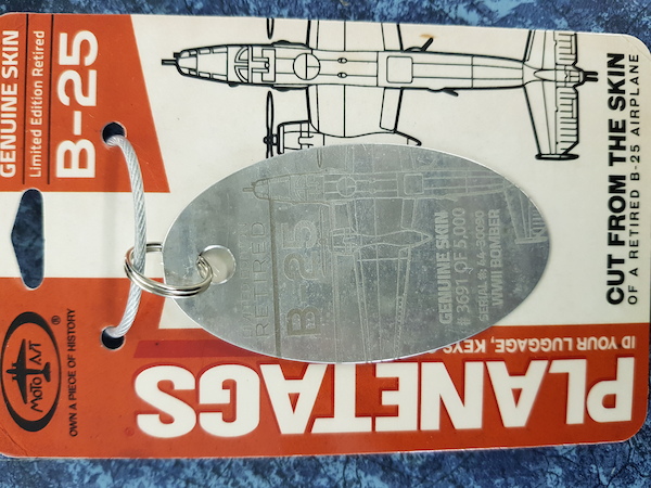 Keychain made of real aircraft skin: B-25 Mitchell 44-30090 B-25 44-30090
