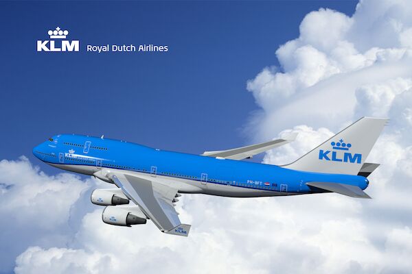 KLM Boeing 747-400 PH-BFT in flight - metal poster metal sign