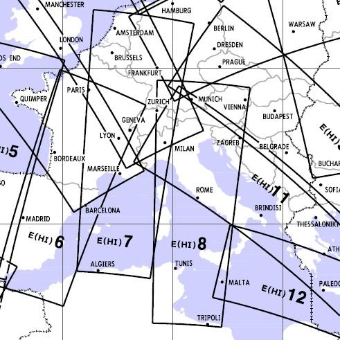 High Altitude Enroute Chart Europe HI 7/8: Netherlands, Belgium, France, Italy E-HI-7-8