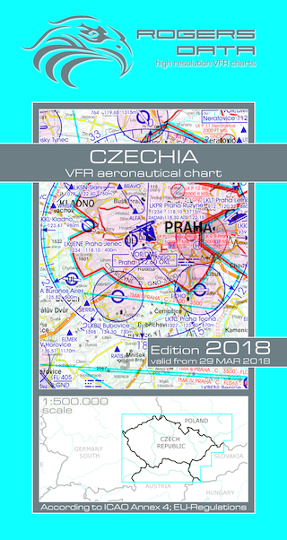 VFR aeronautical chart Czech Republic 2018 ROGERS-CZECH