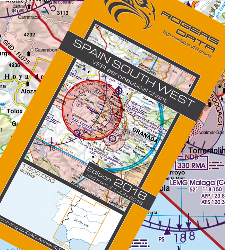 VFR aeronautical chart Spain South West 2018 ROGERS-ESP-SW