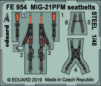 Detailset Mikoyan MiG21PFM Seatbelts (Eduard) FE954