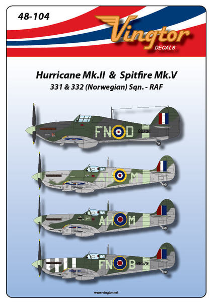 Hawker Hurricane Mk.II & Spitfire Mk.V, (331 & 332 (Norwegian) Sqns. RAF) 48-104