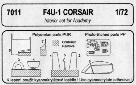 Vought F4U-1 Corsair Interior set (Academy) CMKA7011