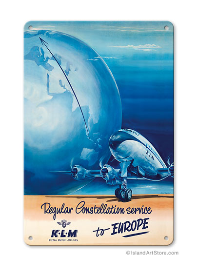 Regular Constellation Service to Europe - KLM Royal Dutch Airlines - Lockheed L-049 Vintage metal poster MTSA4365