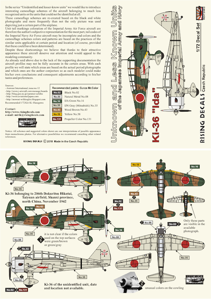 Unknown and lessrer known units of the Japanese Army and Navy: Ki36
