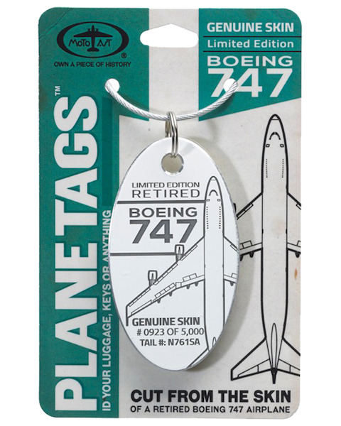 Keychain made of real aircraft skin: Boeing 747 N761SA Southern Air (white) N761SA