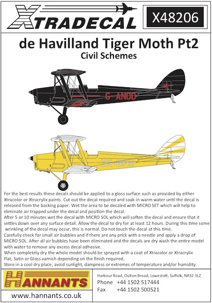 DeHavilland DH82a Tiger Moth Pt2 (Civil Schemes) X48206