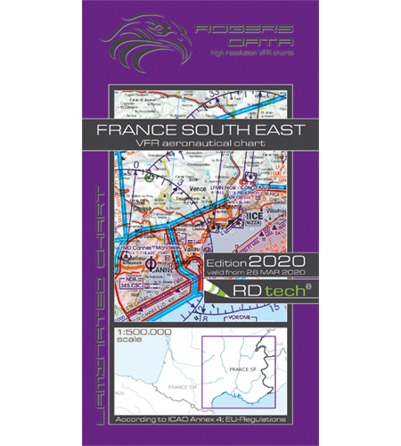 VFR aeronautical chart France Southeast 2020 ROGERS-FR-SE