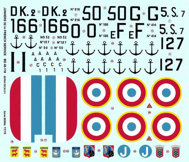 Junkers Ju52 (AAC1 'Toucan') French Navy & Air Force (7 schemes) BD48-118