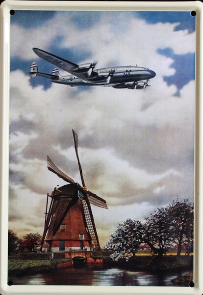 KLM Molen, vliegtuig metal postcard 9105