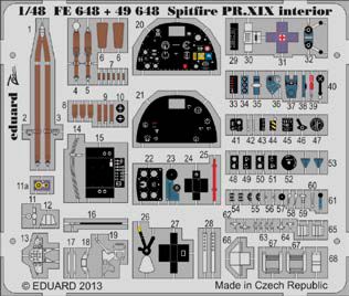 Detailset Spitfire PRXIX Interior Self Adhesive (Airfix) FE648
