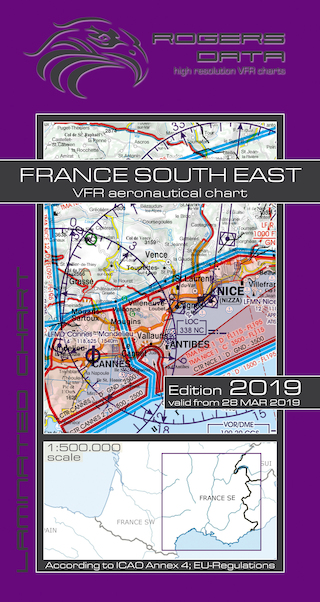VFR aeronautical chart France Southeast 2019 ROGERS-FR-SE