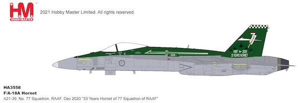 F/A-18A Hornet A21-39 No 77 Sqn Royal Australian Air Force RAAF Base Williamtown 2020 HA3558