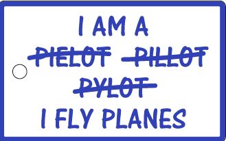 Bagagetag with 'I FLY PLANES' on one side and writable backside, including metal wire BAGTAG PLANES