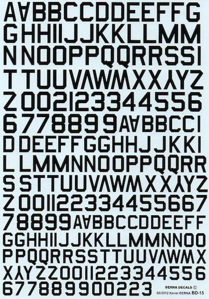 Numbers & letters black 45° code (10, 12 & 14mm) bd15