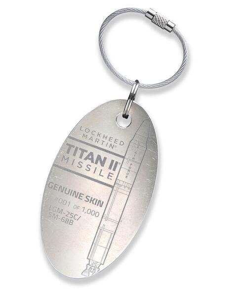 Keychain made of real rocket skin: Titan II Missile Plane Tag TIIPT