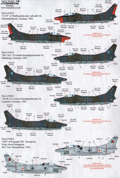 Fiat G.91R/3 (Fuftwaffe, Portugese AF, Italian AF, Greek AF) X72175