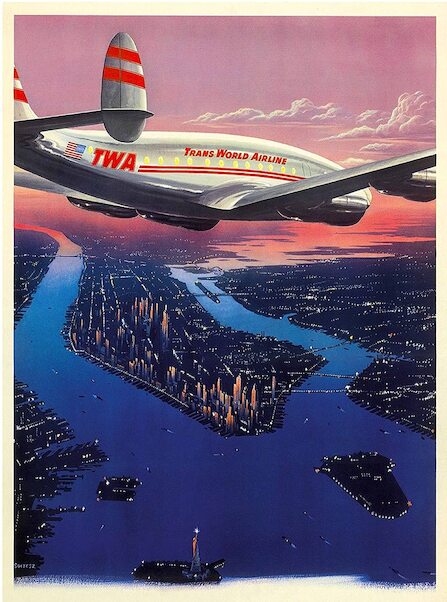 Manhattan New York City - Trans World Airlines TWA Vintage metal poster metal sign