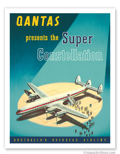 Qantas Empire Airways - Presents the Super Constellation - Australia - c. 1947 Vintage metal poster metal sign MTSA9845