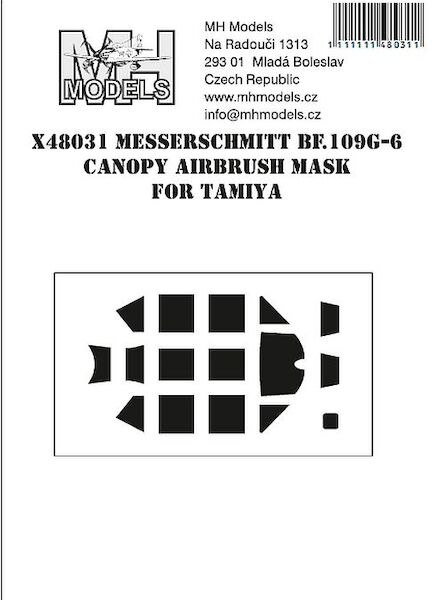 Messerschmitt BF109G-6 canopy airbrush mask (Tamiya) X48031