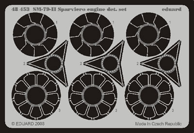 Savoia Marchetti SM79-II Sparviero Engine detail set (Trumpeter) E48-453