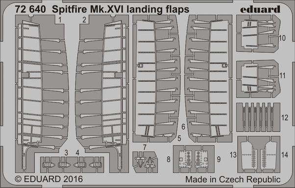 Detailset Spitfire MKXVI Landing Flaps (Eduard) E72-640